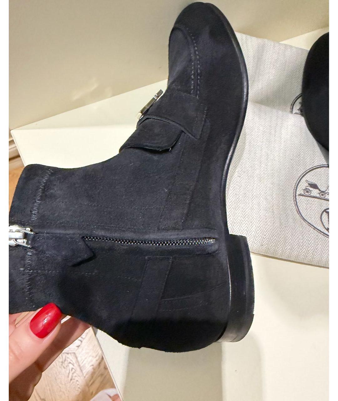 HERMES Черные замшевые ботинки, фото 3