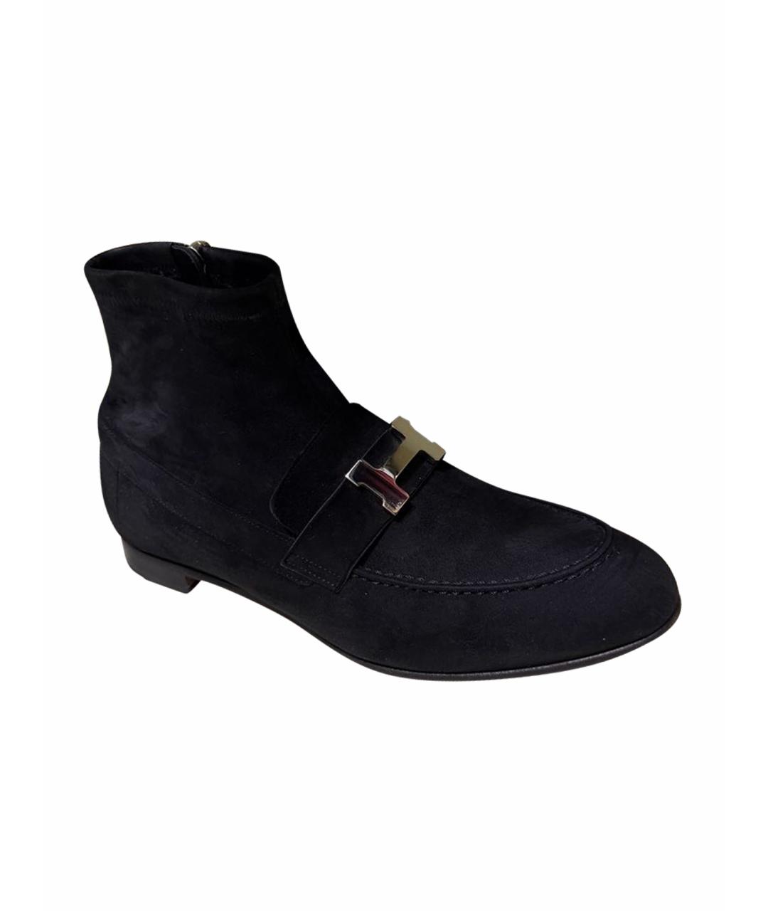 HERMES Черные замшевые ботинки, фото 1