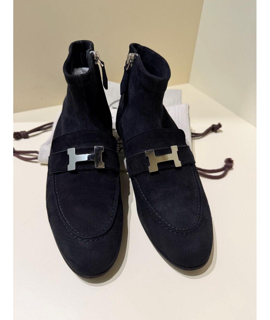 HERMES Черные замшевые ботинки, фото 2