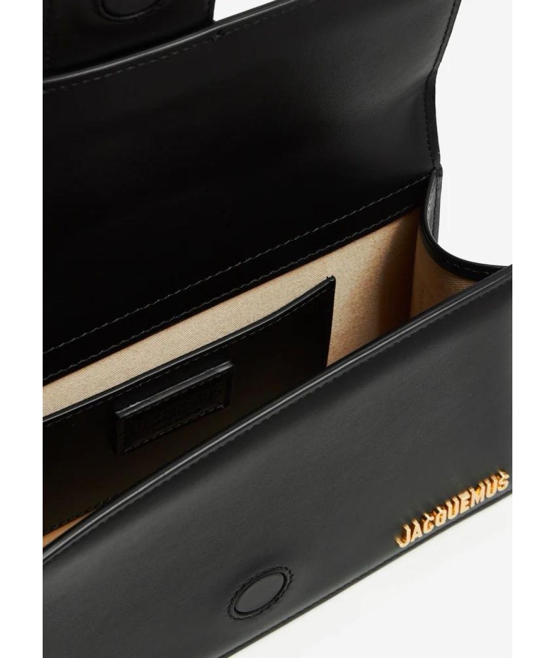 JACQUEMUS Черная кожаная сумка через плечо, фото 4