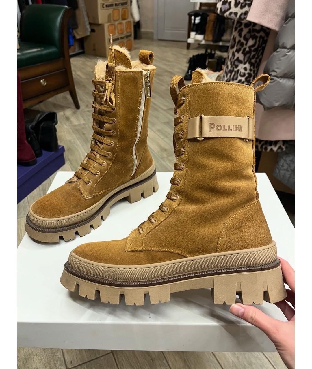 POLLINI Горчичные замшевые ботинки, фото 9