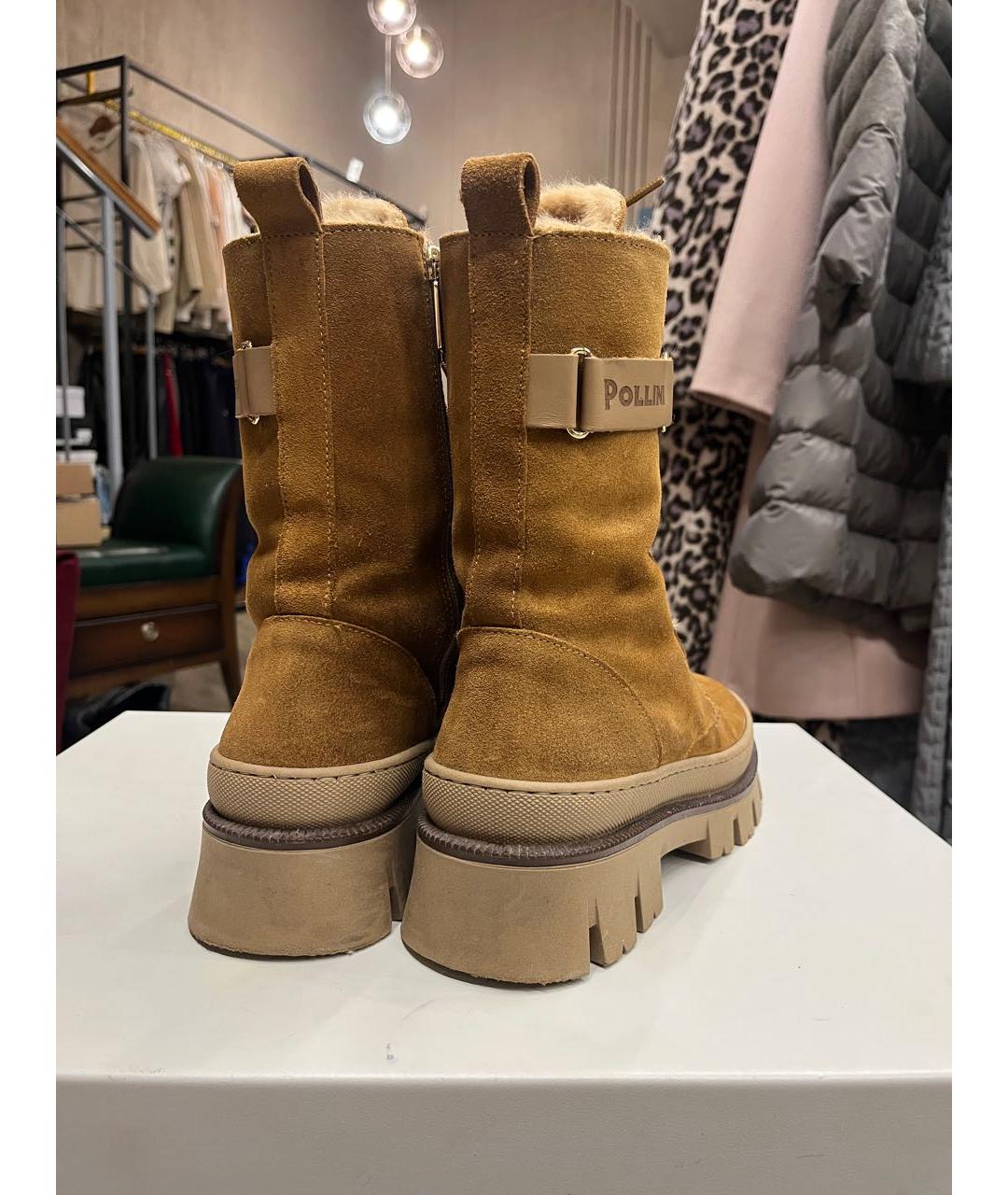 POLLINI Горчичные замшевые ботинки, фото 3