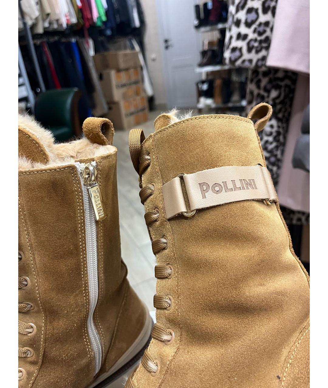 POLLINI Горчичные замшевые ботинки, фото 6