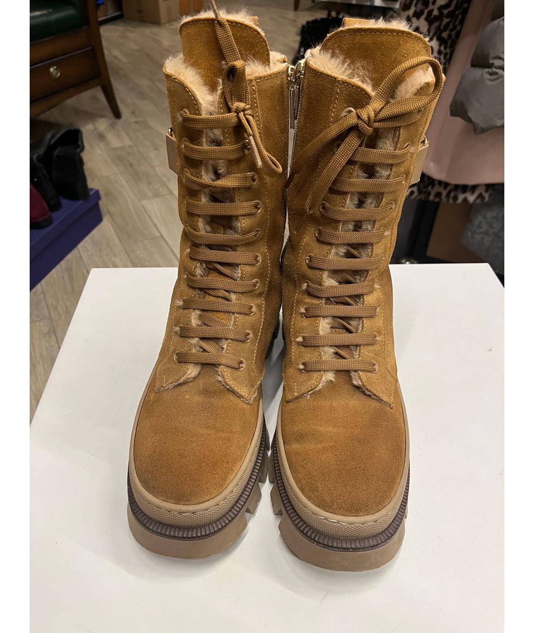 POLLINI Горчичные замшевые ботинки, фото 5