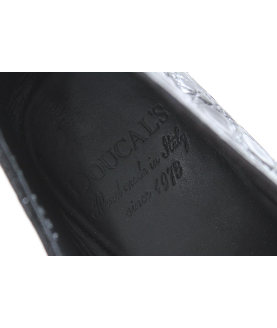 DOUCAL'S Черные лоферы из экзотической кожи, фото 9