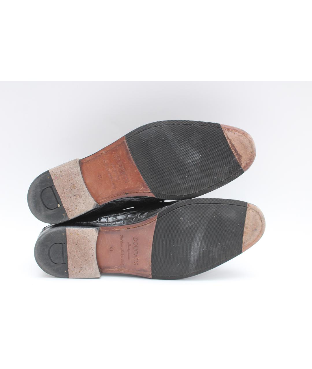 DOUCAL'S Черные лоферы из экзотической кожи, фото 6