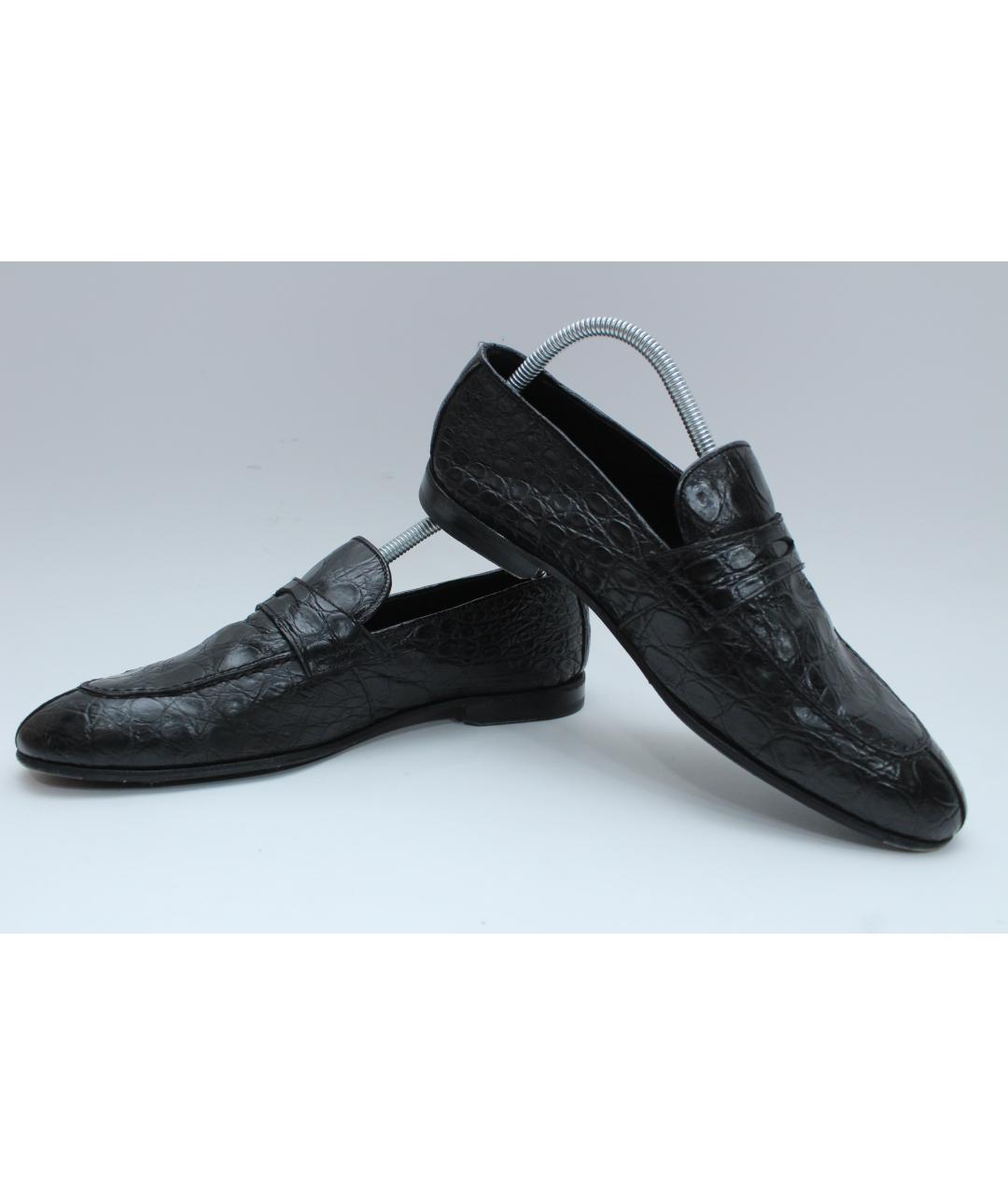 DOUCAL'S Черные лоферы из экзотической кожи, фото 5