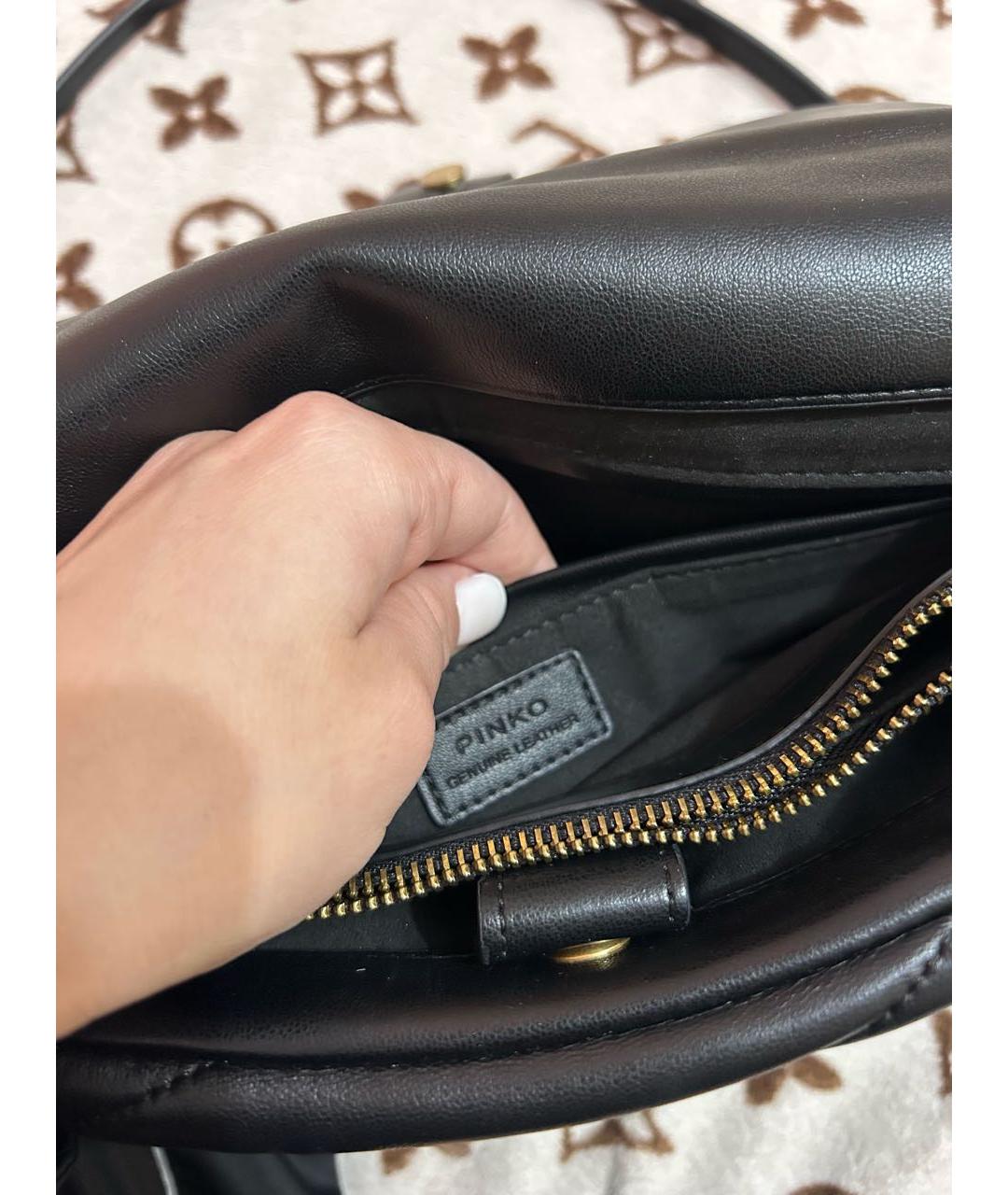 PINKO Черная сумка через плечо из искусственной кожи, фото 4