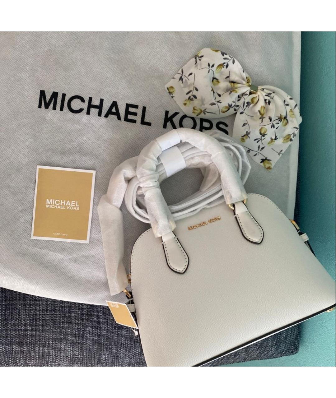 MICHAEL KORS Белая кожаная сумка с короткими ручками, фото 2