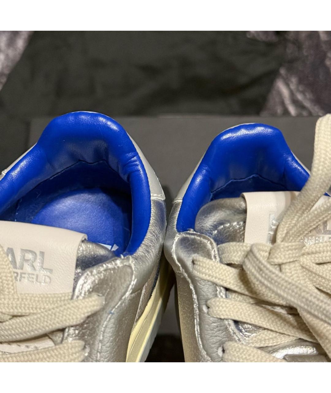 KARL LAGERFELD Серебряные кожаные кроссовки, фото 3