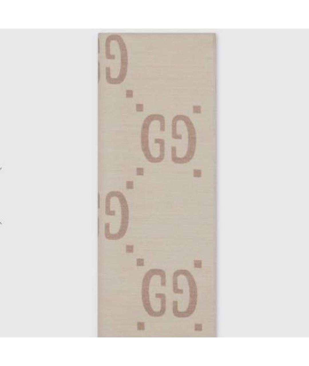 GUCCI Бежевый шерстяной шарф, фото 2