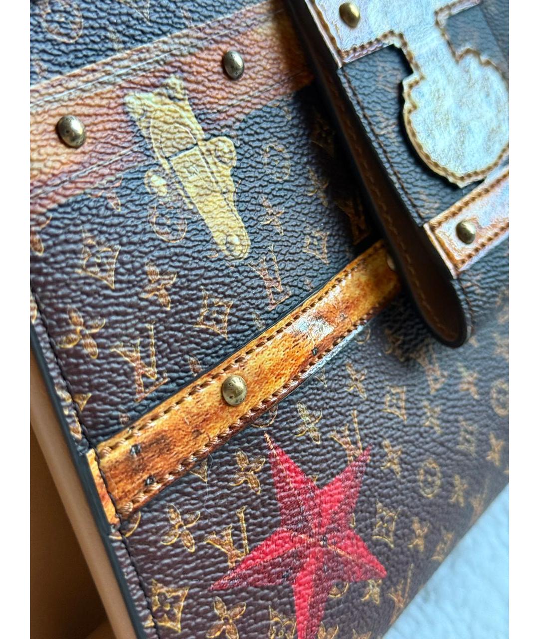 LOUIS VUITTON Коричневая кожаная сумка с короткими ручками, фото 7