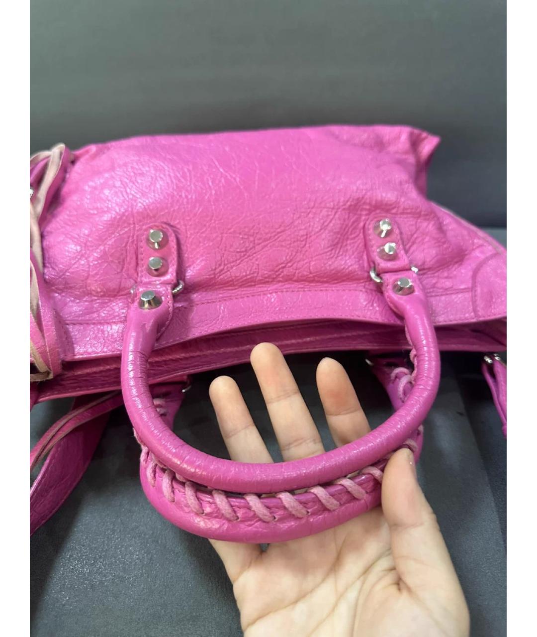 BALENCIAGA Розовая кожаная сумка с короткими ручками, фото 4