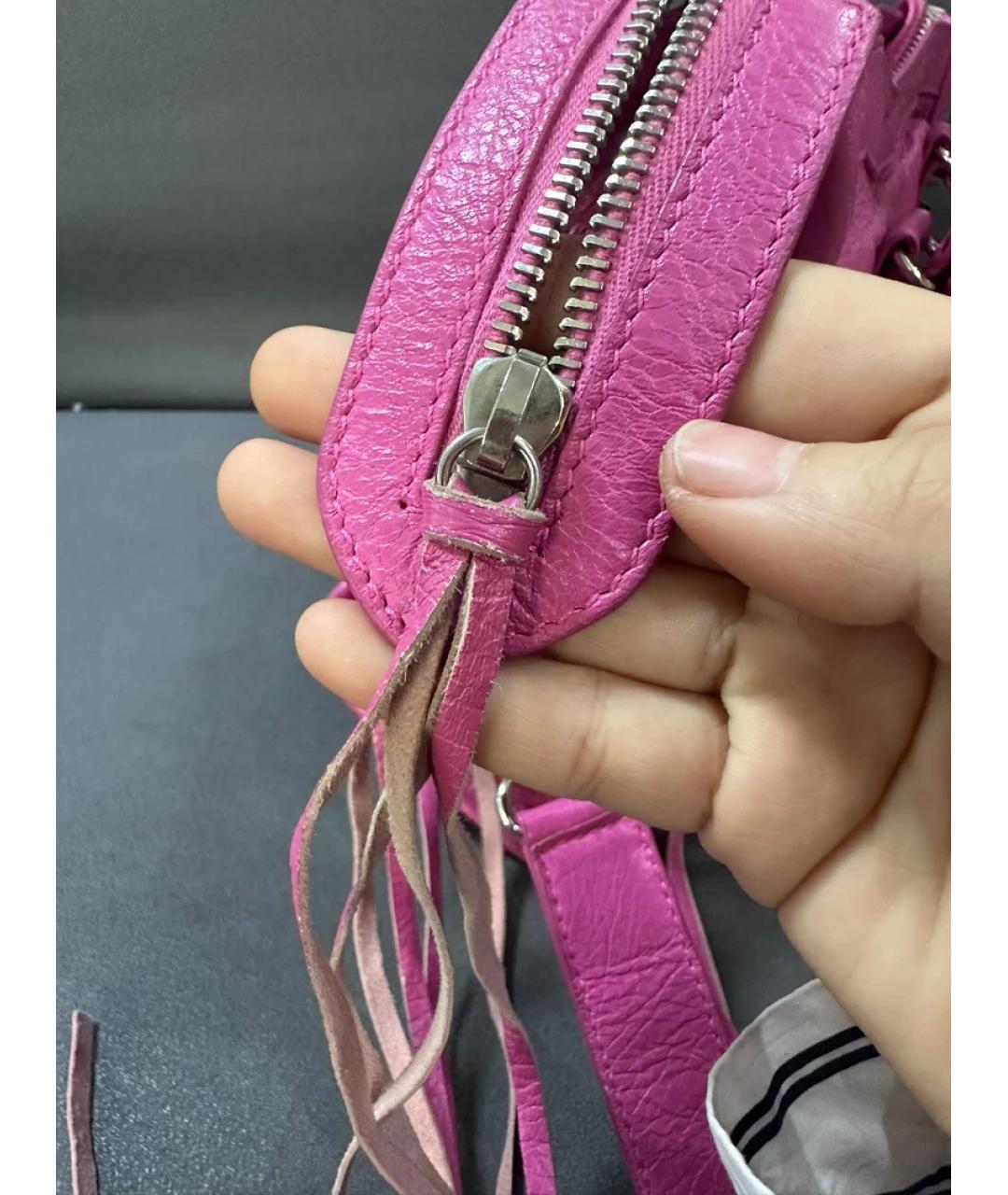 BALENCIAGA Розовая кожаная сумка с короткими ручками, фото 6