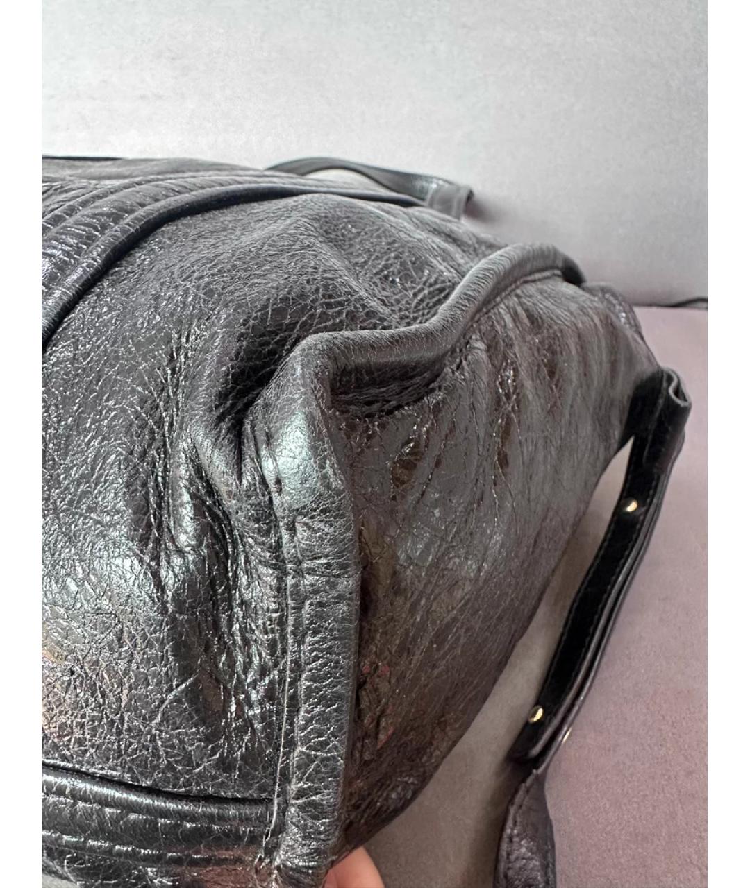 BALENCIAGA Черная кожаная сумка с короткими ручками, фото 3