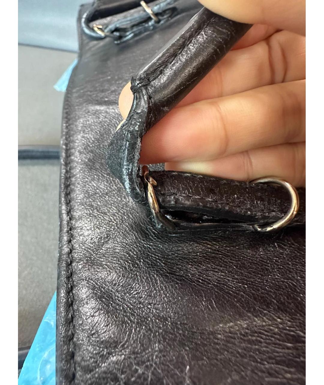 BALENCIAGA Черная кожаная сумка с короткими ручками, фото 6