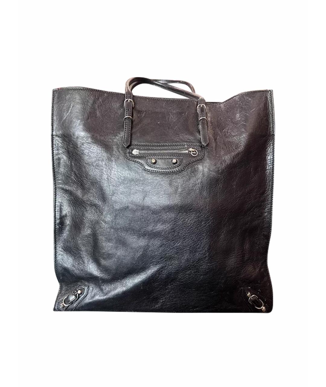 BALENCIAGA Черная кожаная сумка с короткими ручками, фото 1