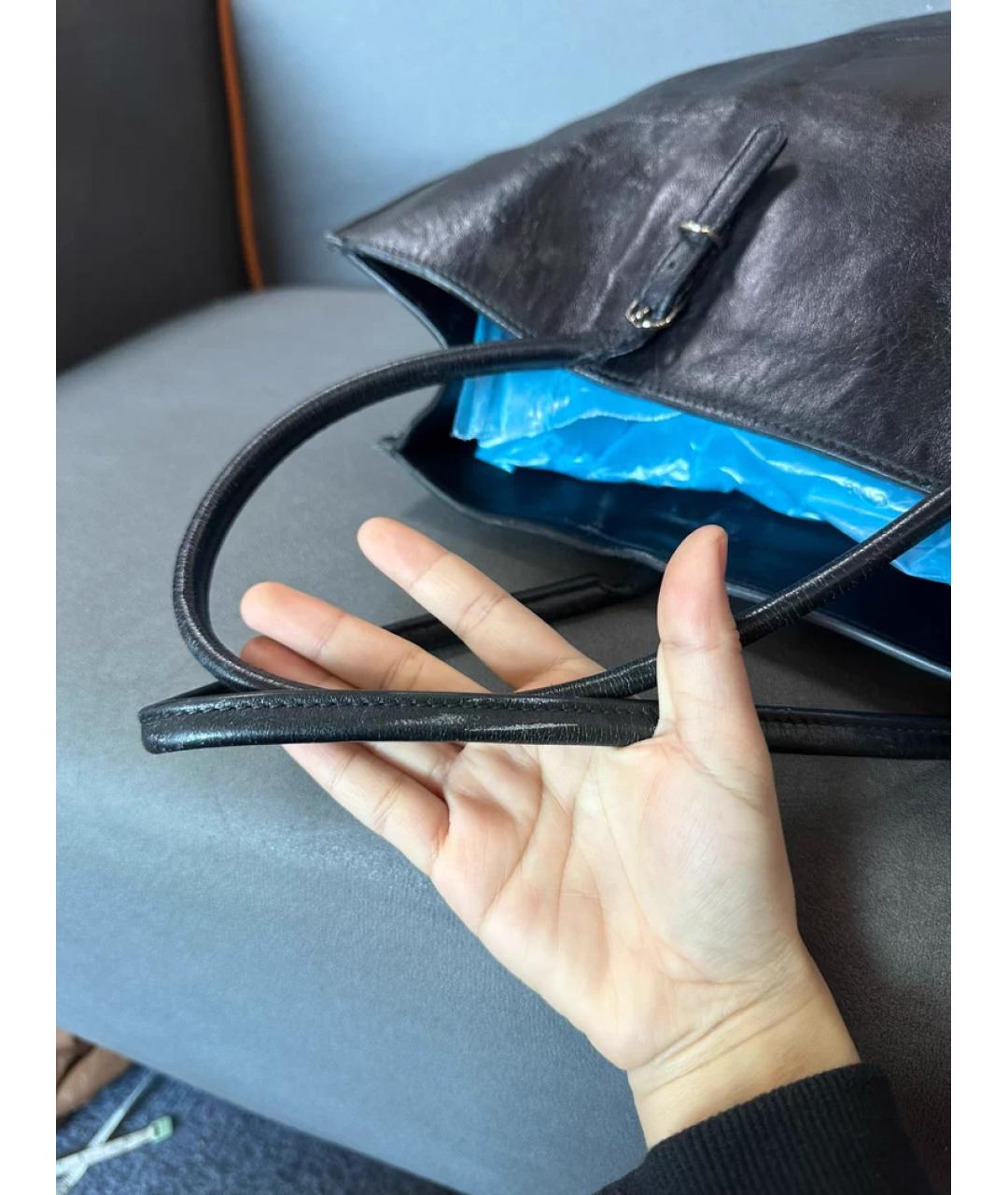 BALENCIAGA Черная кожаная сумка с короткими ручками, фото 7