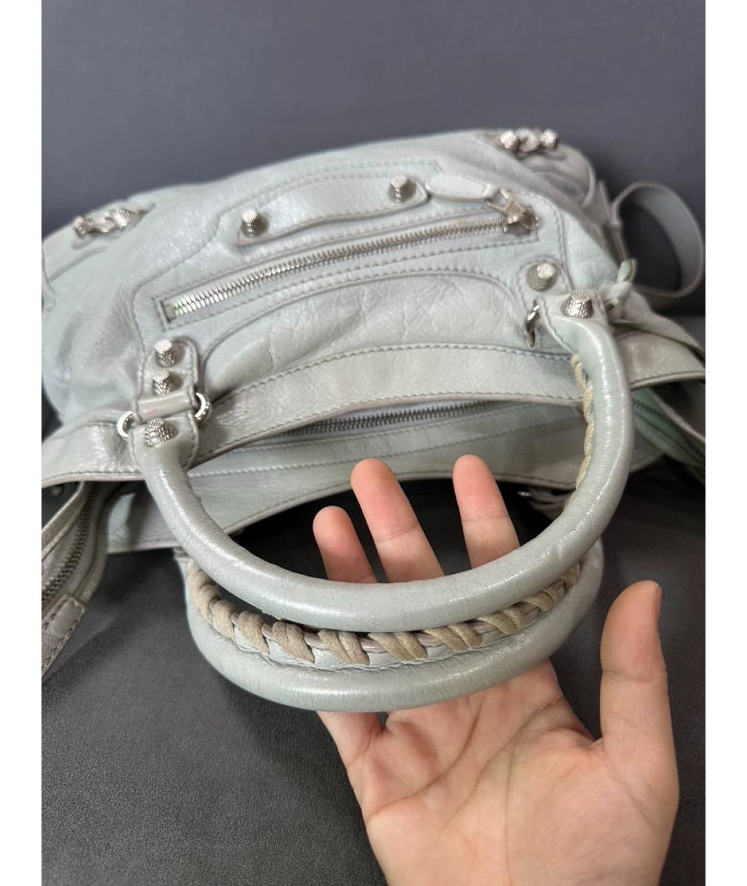 BALENCIAGA Зеленая кожаная сумка с короткими ручками, фото 7