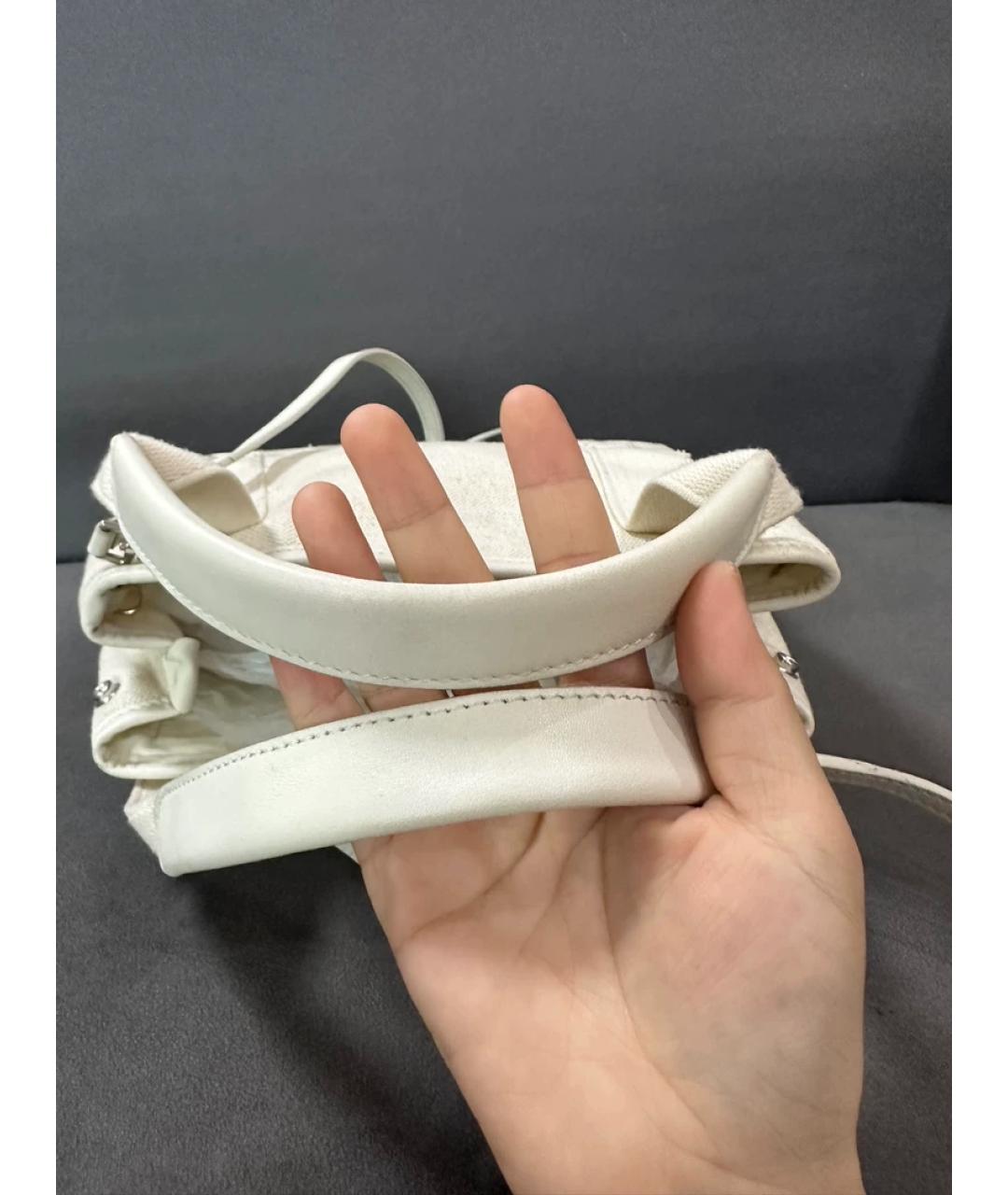 BALENCIAGA Белая тканевая сумка с короткими ручками, фото 7