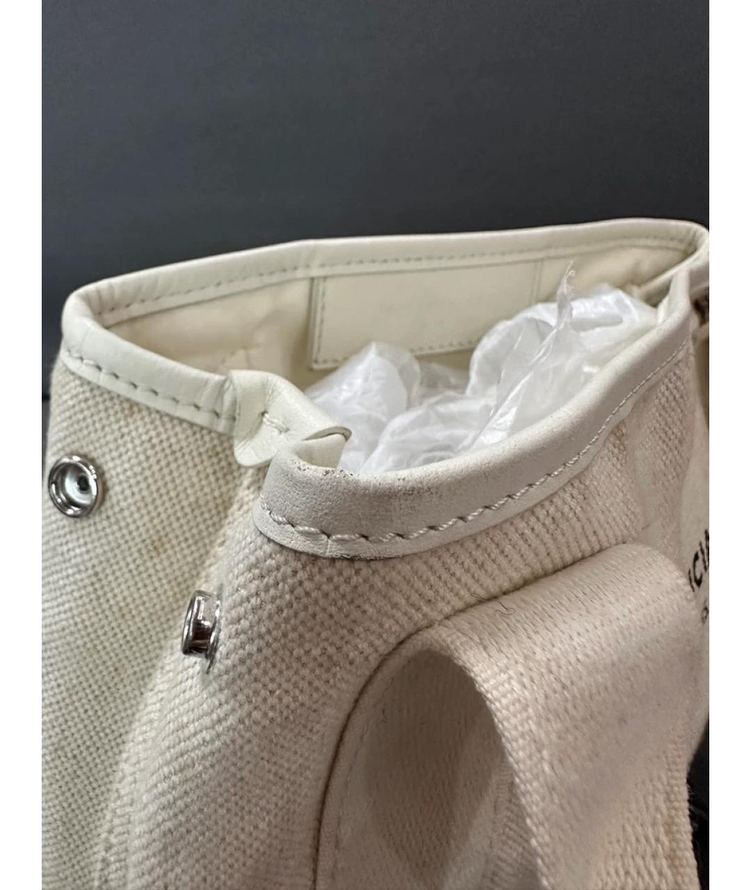 BALENCIAGA Белая тканевая сумка с короткими ручками, фото 6