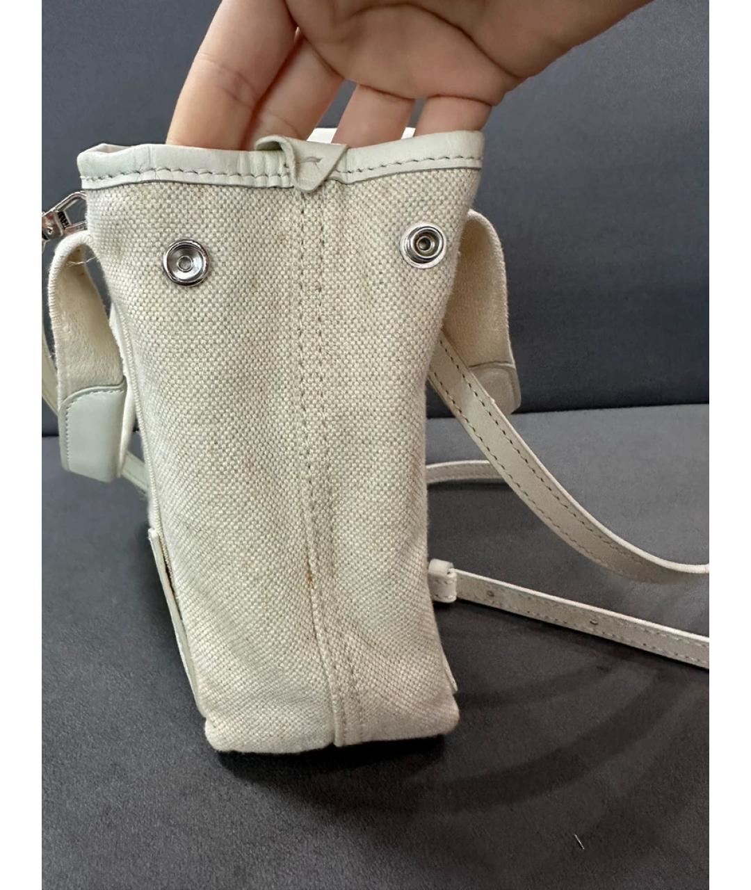 BALENCIAGA Белая тканевая сумка с короткими ручками, фото 5
