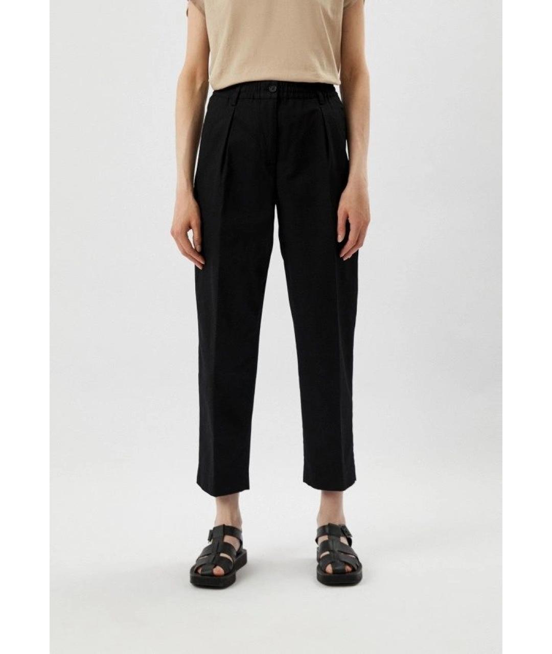 ASPESI Черные хлопковые брюки широкие, фото 7