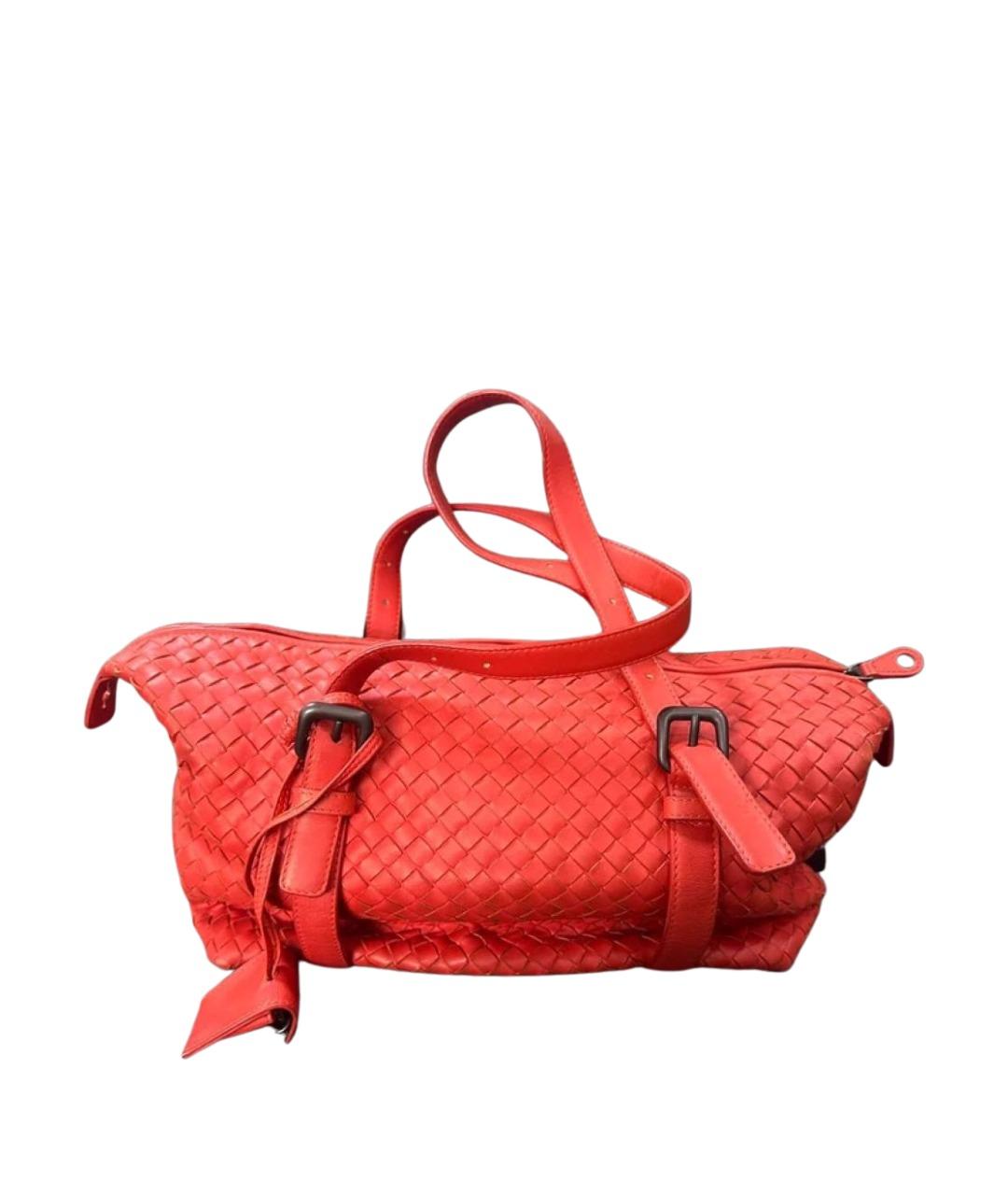 BOTTEGA VENETA Коралловая пелетеная сумка с короткими ручками, фото 1