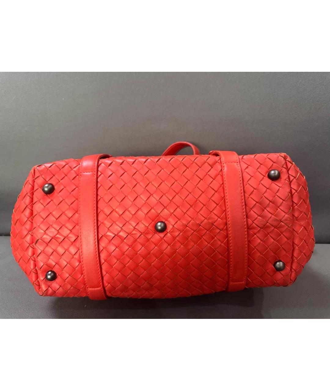 BOTTEGA VENETA Коралловая пелетеная сумка с короткими ручками, фото 2