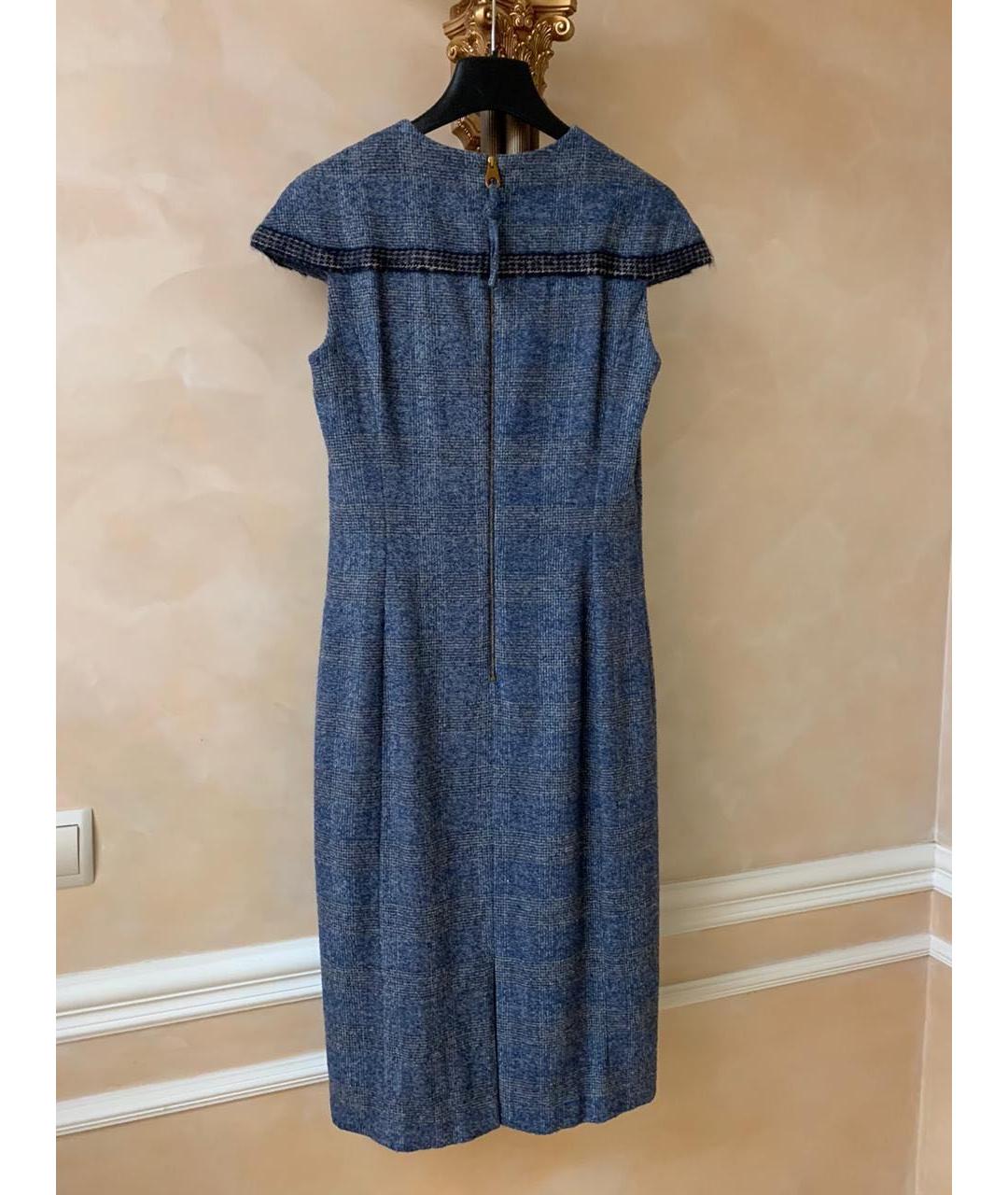 AGNONA Голубое шерстяное повседневное платье, фото 2