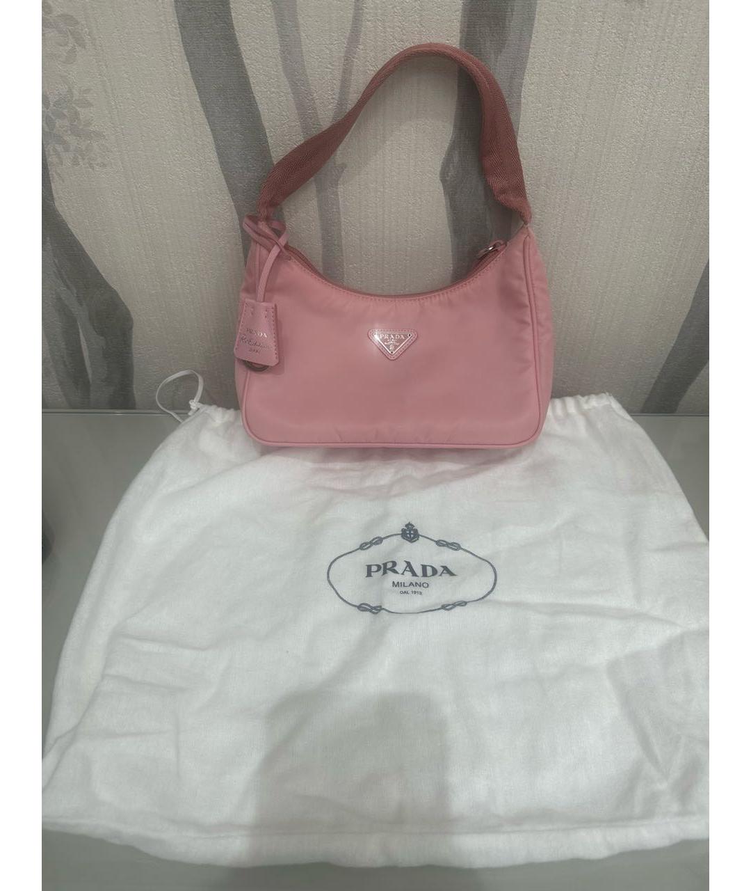 PRADA Розовая тканевая сумка с короткими ручками, фото 2