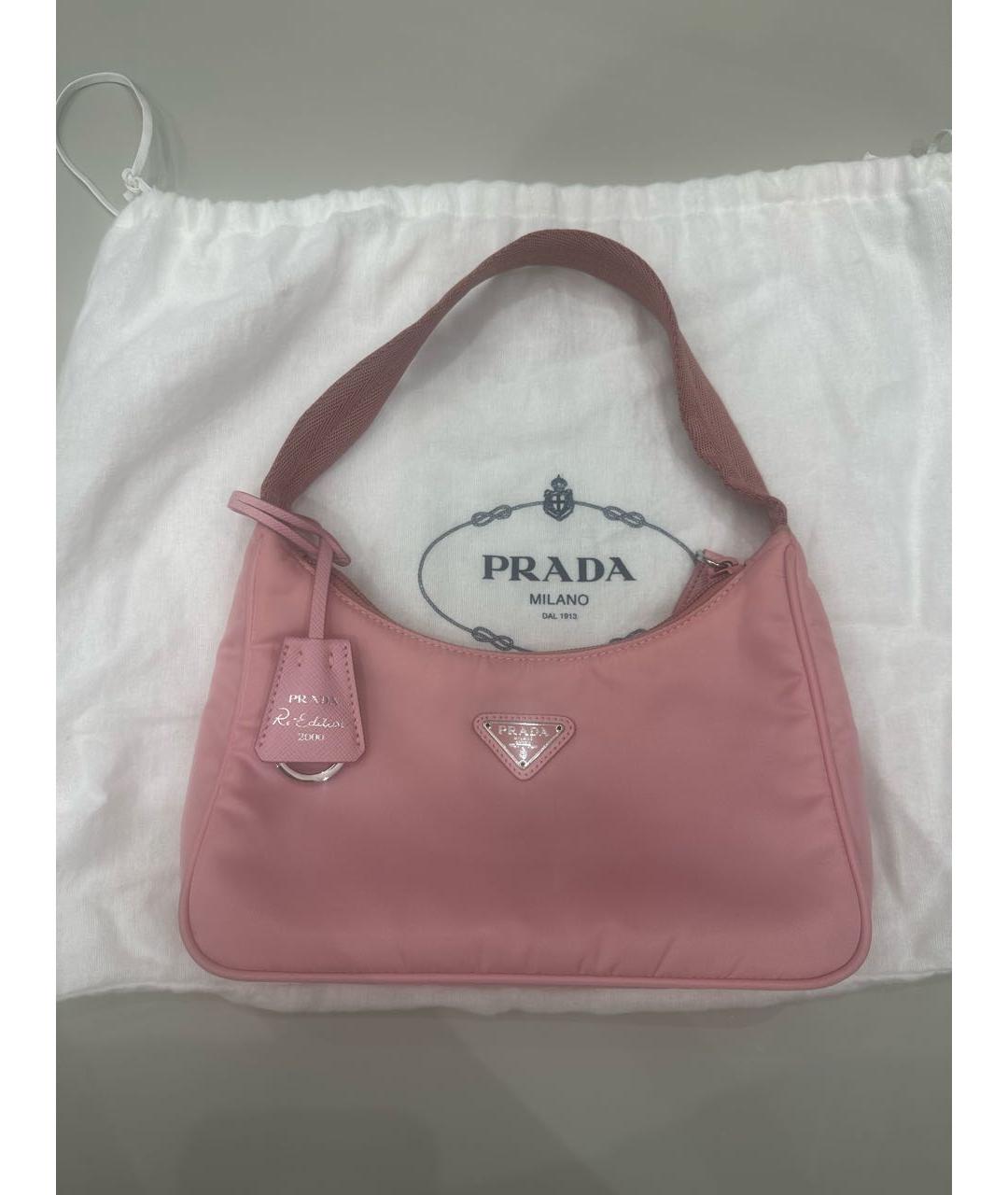 PRADA Розовая тканевая сумка с короткими ручками, фото 5