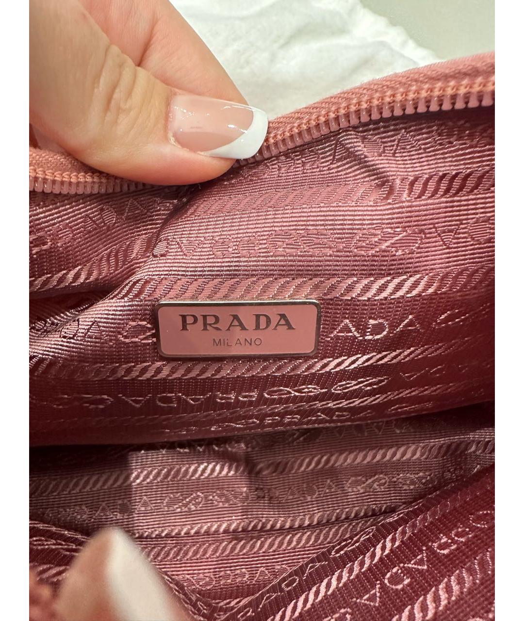 PRADA Розовая тканевая сумка с короткими ручками, фото 3