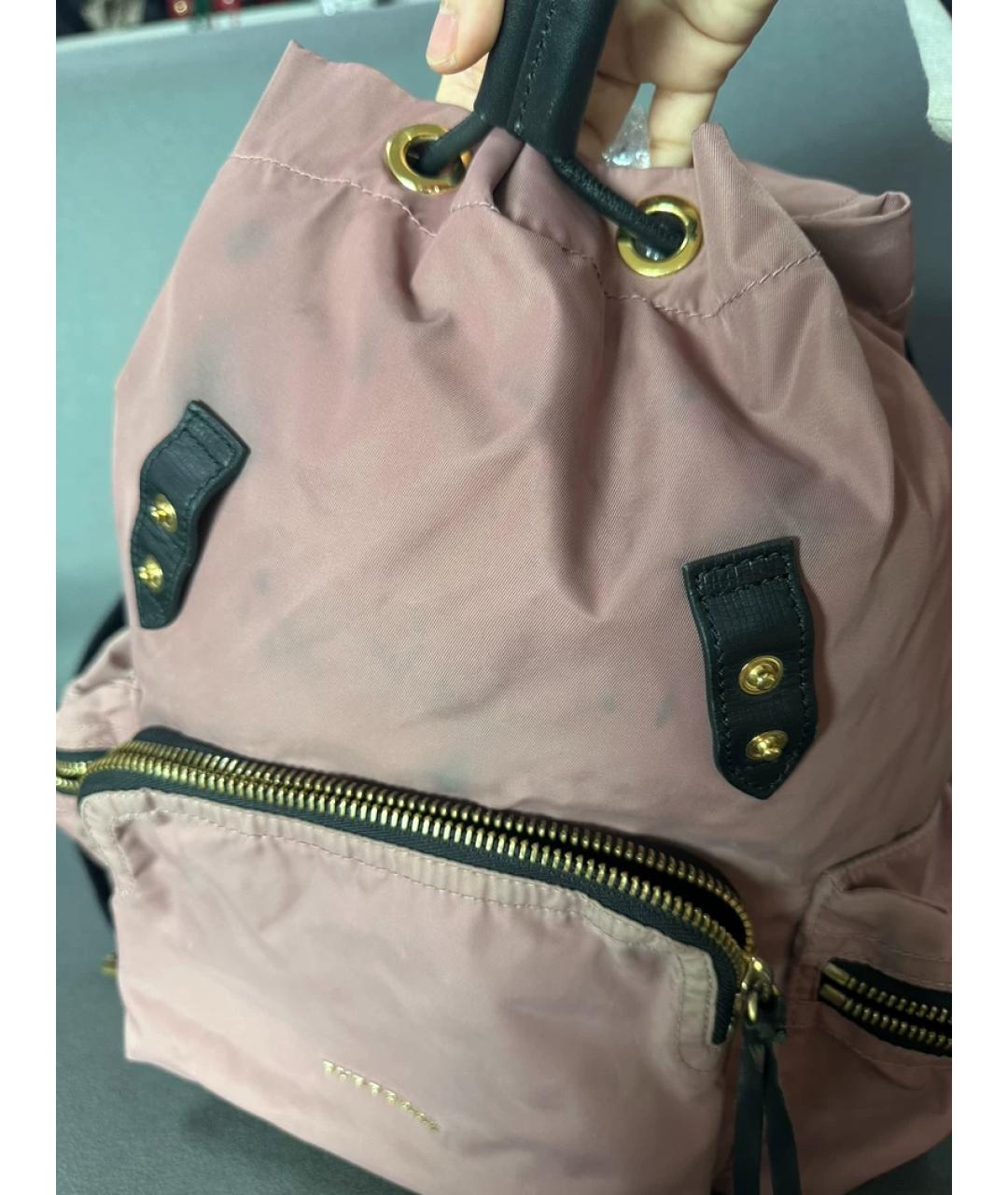 BURBERRY Розовая синтетическая сумка с короткими ручками, фото 6