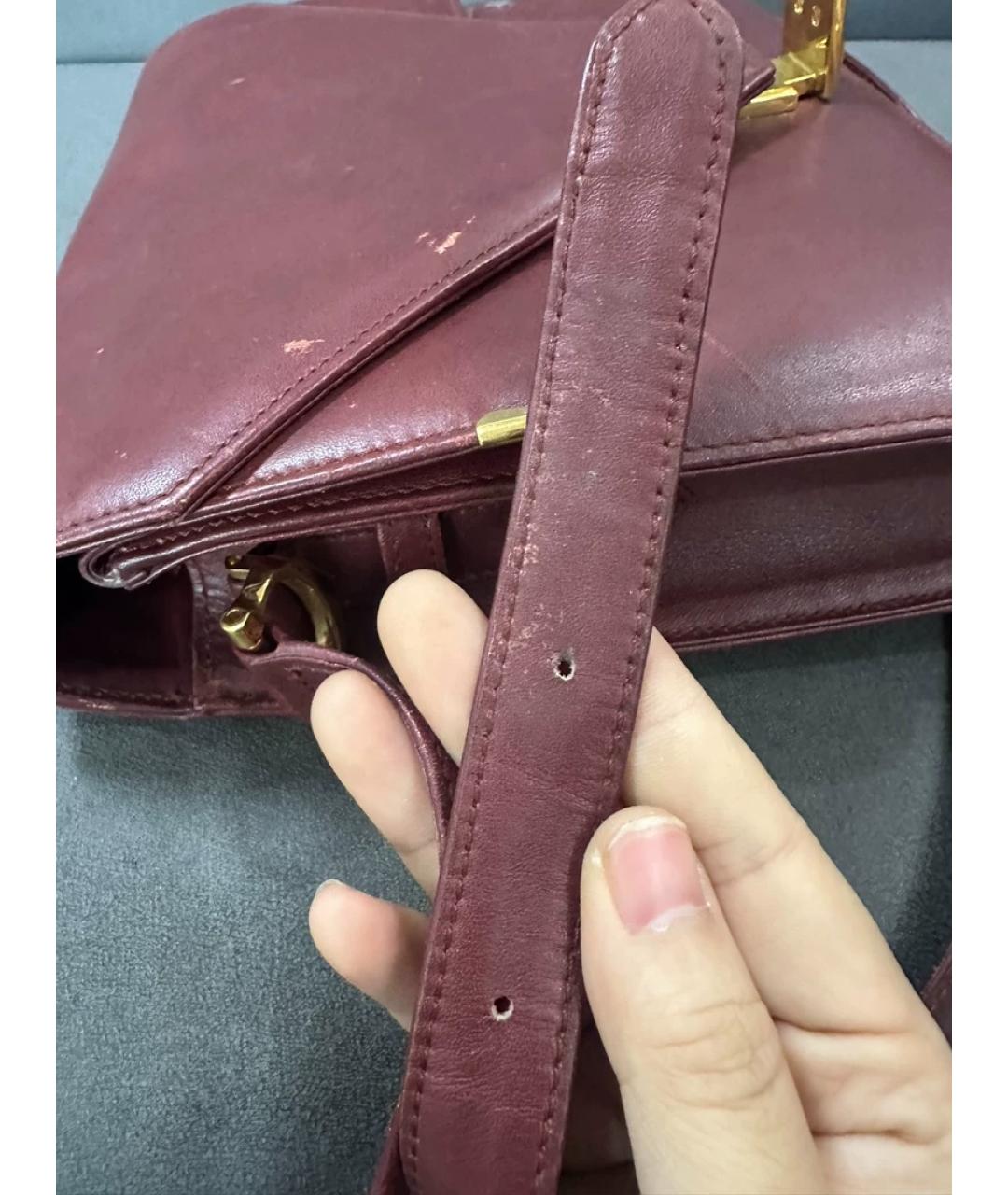 CARTIER Бордовая кожаная сумка с короткими ручками, фото 8