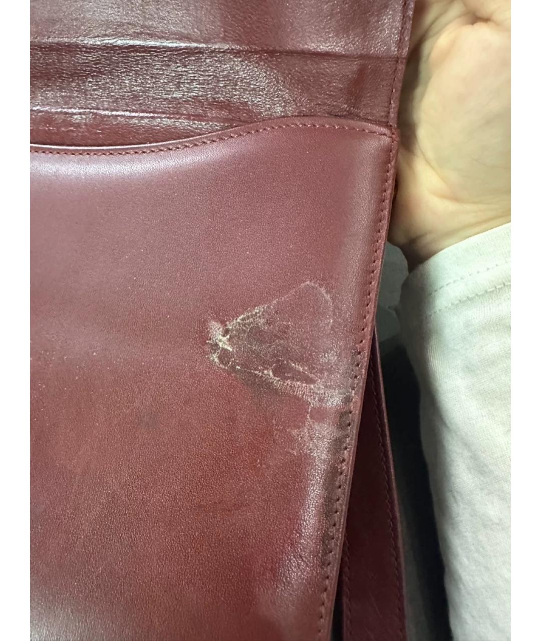 CARTIER Бордовая кожаная сумка с короткими ручками, фото 3