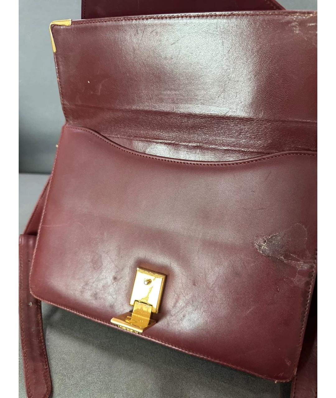 CARTIER Бордовая кожаная сумка с короткими ручками, фото 4