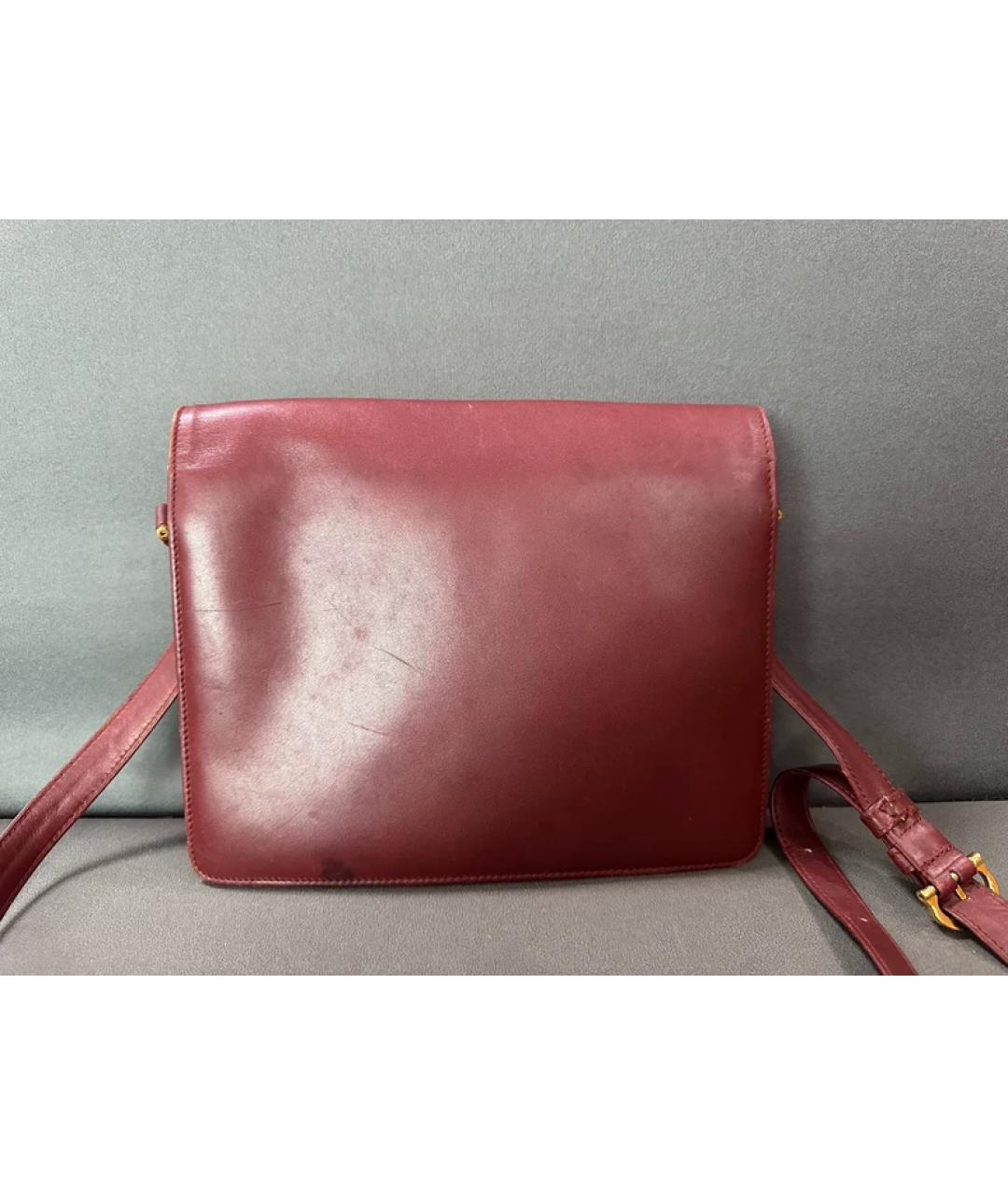 CARTIER Бордовая кожаная сумка с короткими ручками, фото 2