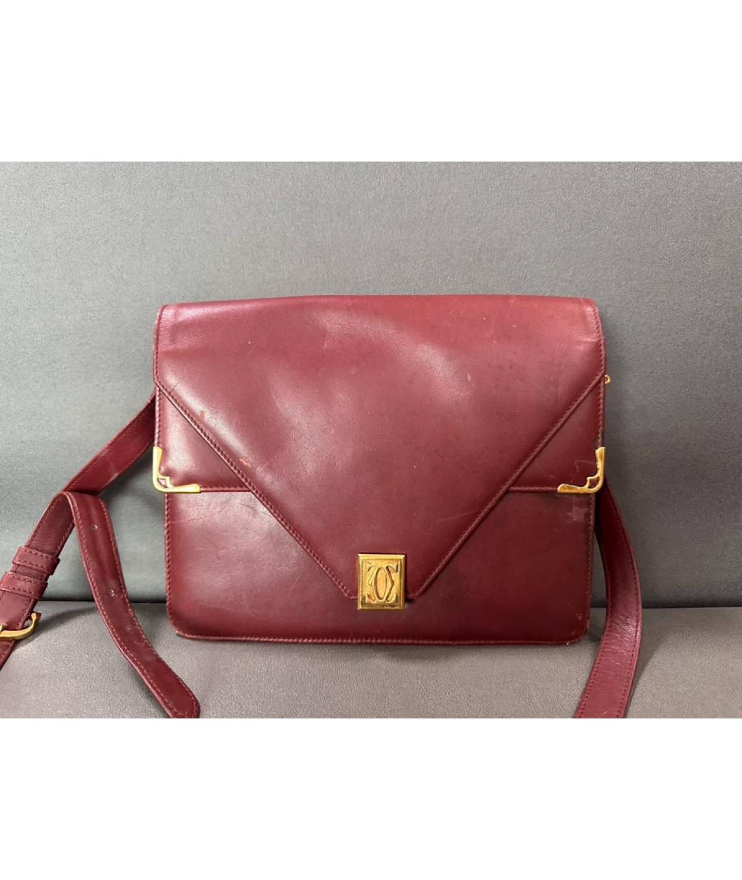 CARTIER Бордовая кожаная сумка с короткими ручками, фото 10