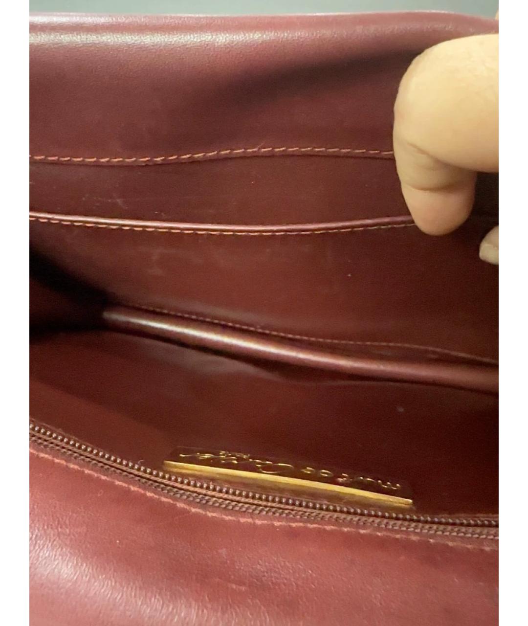 CARTIER Бордовая кожаная сумка с короткими ручками, фото 9