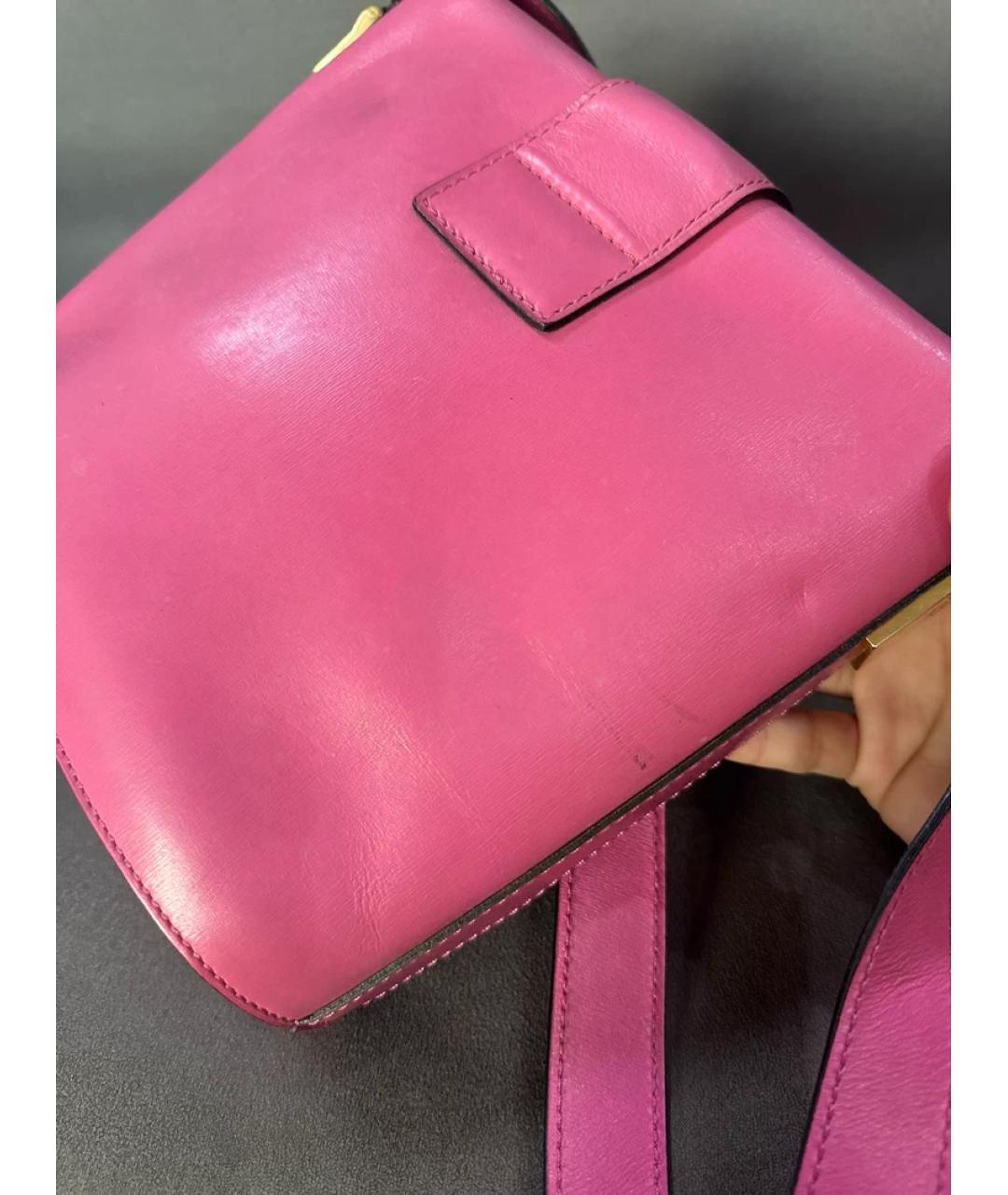 CELINE Розовая кожаная сумка через плечо, фото 6