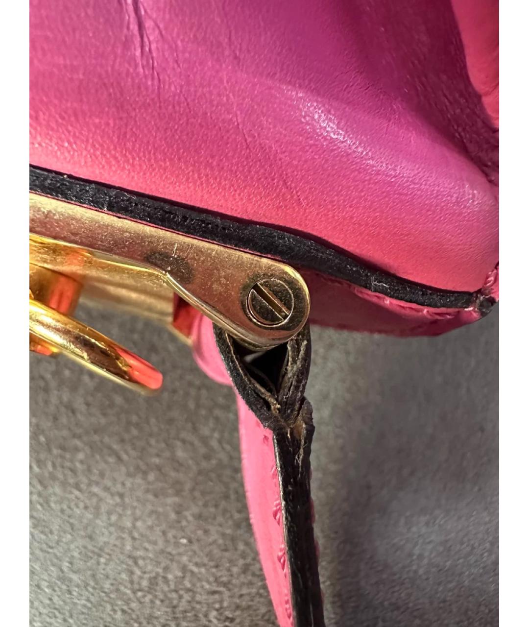 CELINE Розовая кожаная сумка через плечо, фото 7