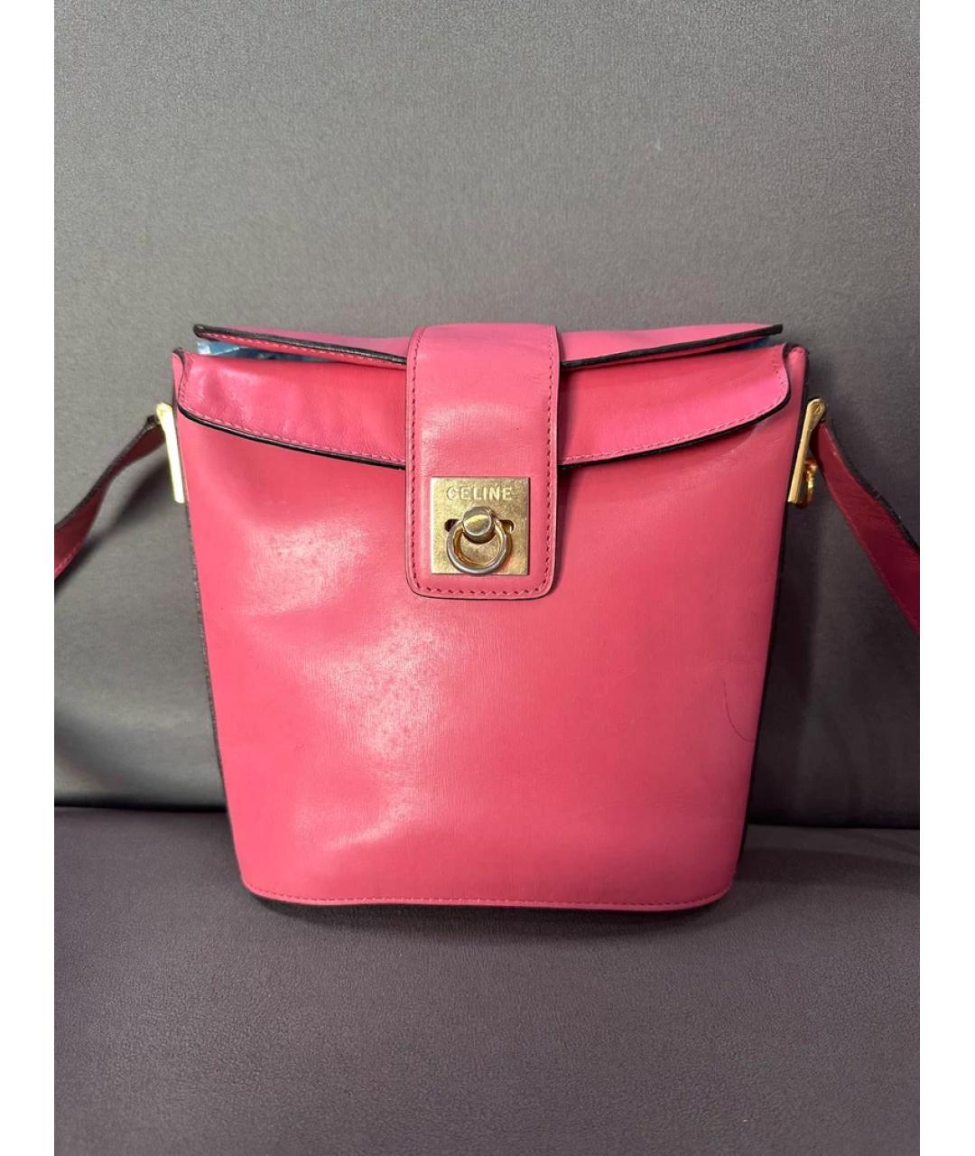 CELINE Розовая кожаная сумка через плечо, фото 10