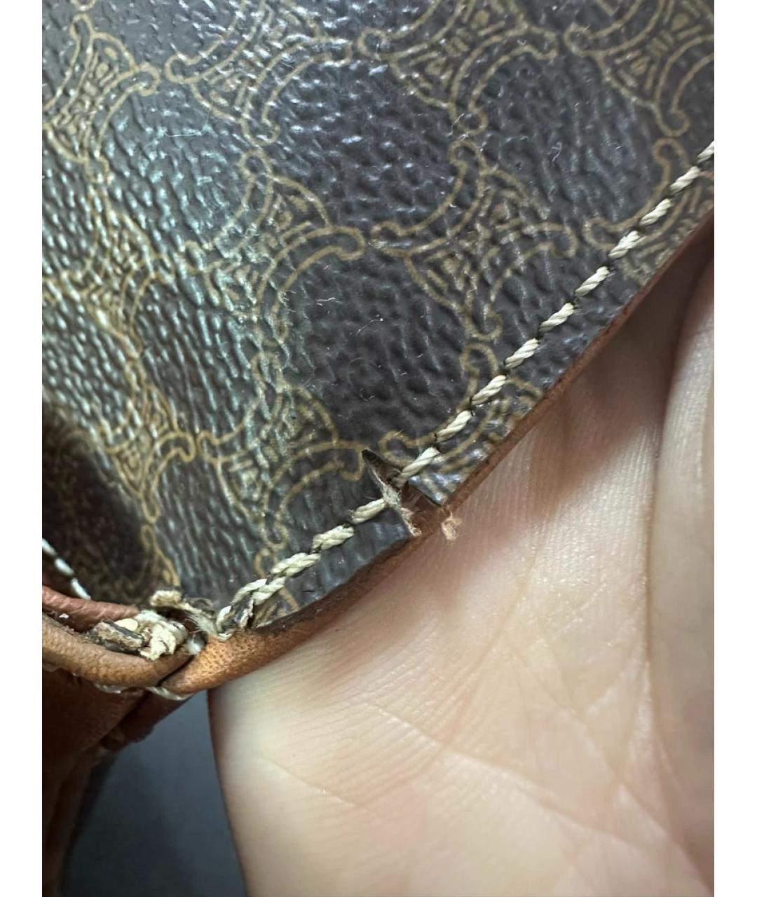 CELINE Коричневая кожаная сумка через плечо, фото 5