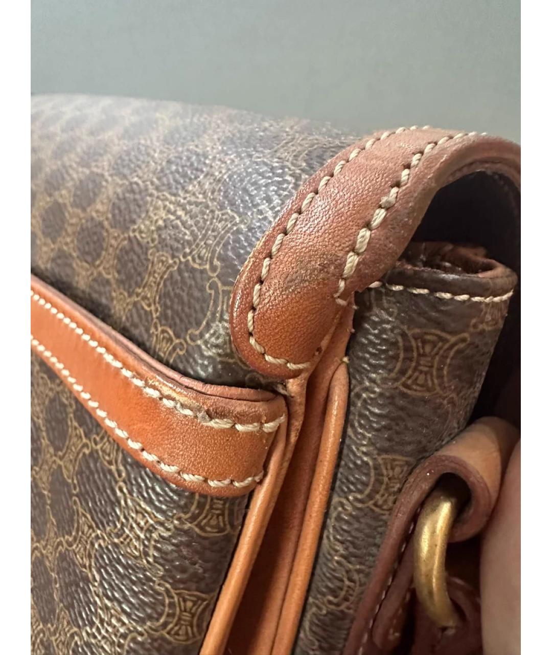 CELINE Коричневая кожаная сумка через плечо, фото 4