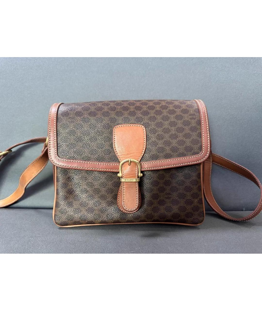 CELINE Коричневая кожаная сумка через плечо, фото 1