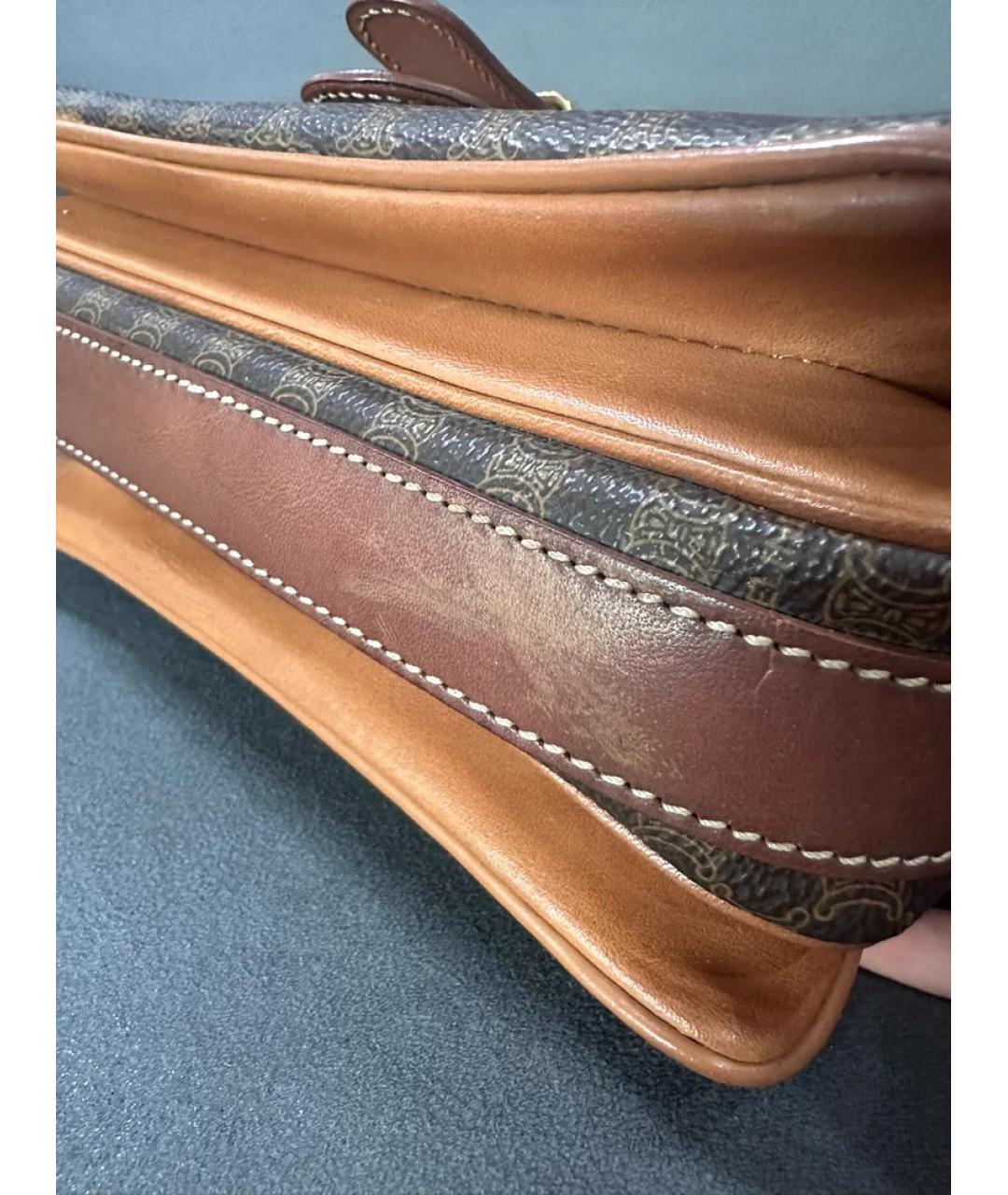 CELINE Коричневая кожаная сумка через плечо, фото 3