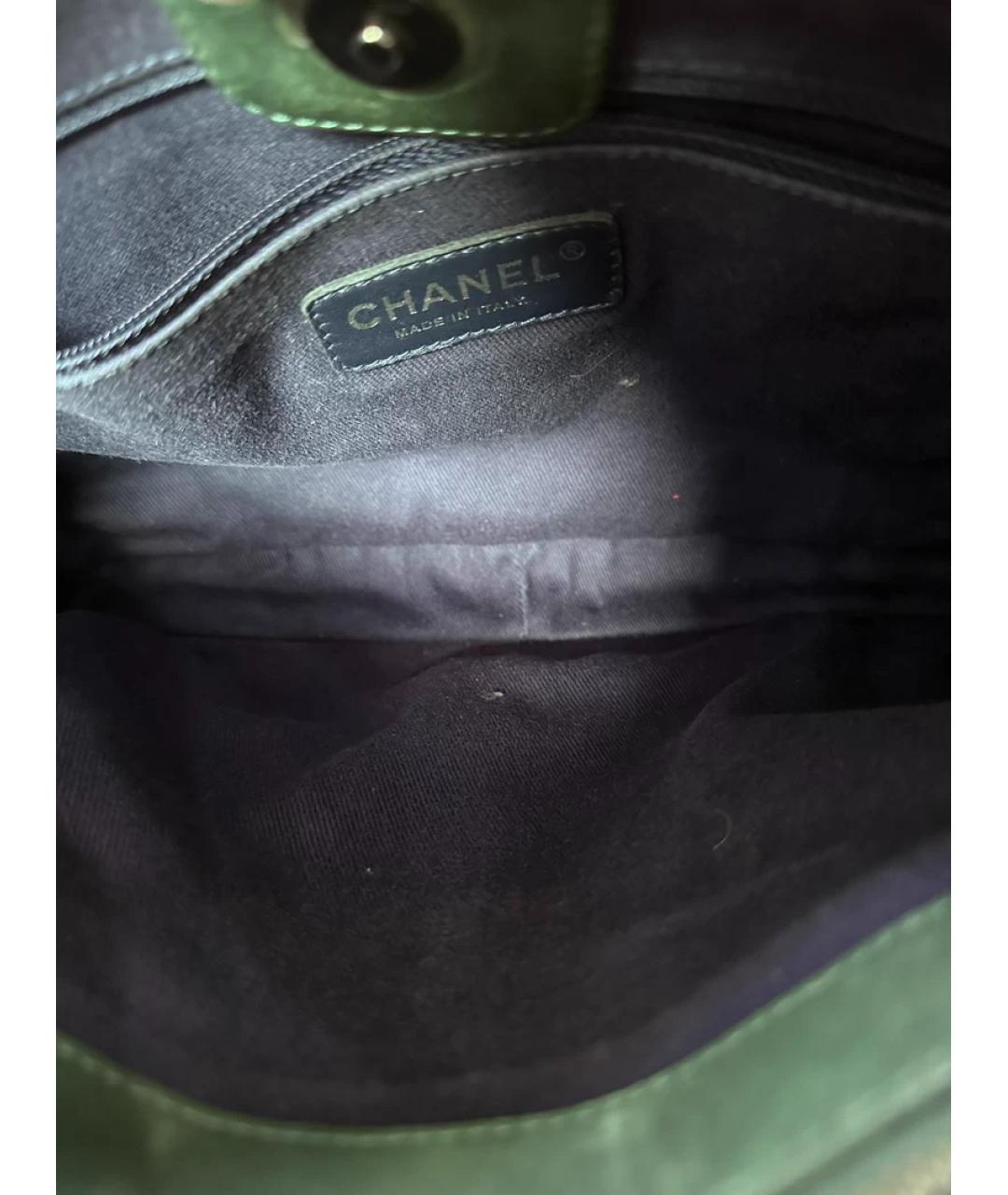 CHANEL Зеленая кожаная сумка с короткими ручками, фото 9