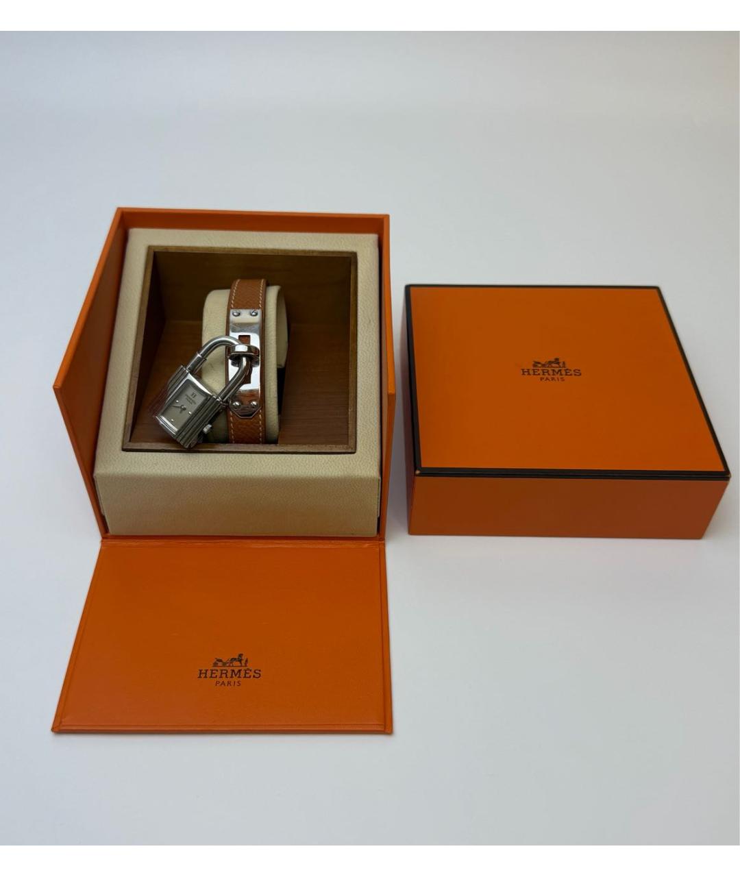HERMES Коричневые с серебряным покрытием часы, фото 2
