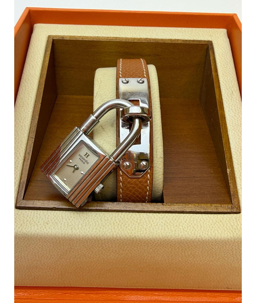 HERMES Коричневые с серебряным покрытием часы, фото 3